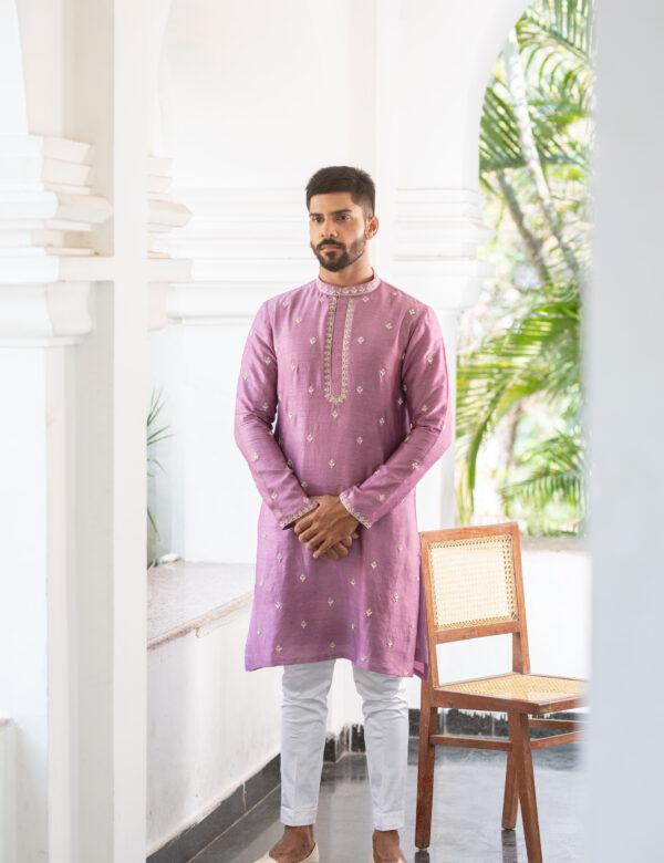 Lavender Dusk Embroidered Kurtha